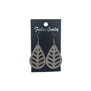 Handmade Light Weight Beige Faux Leather Earring